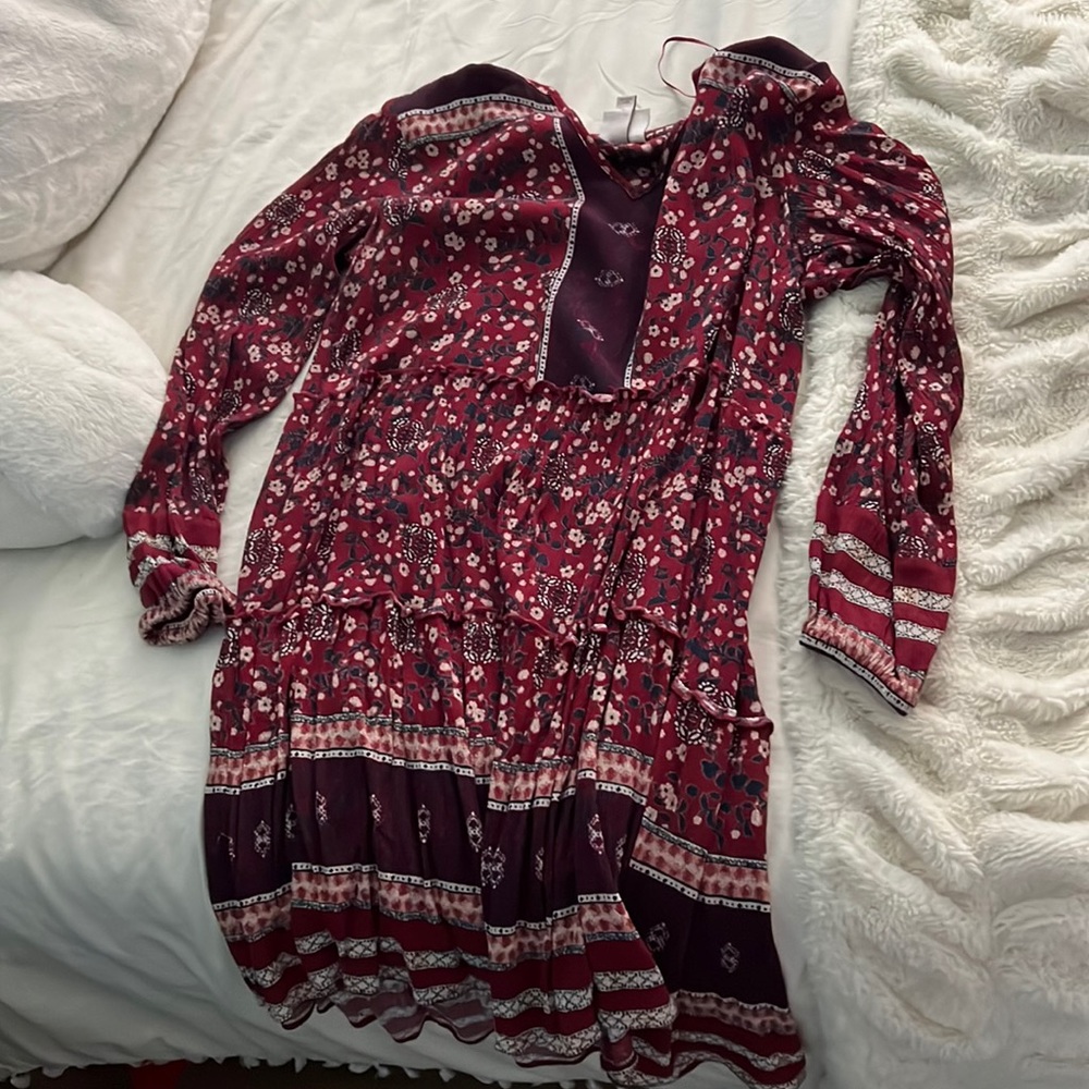 long sleeve floral boho dress